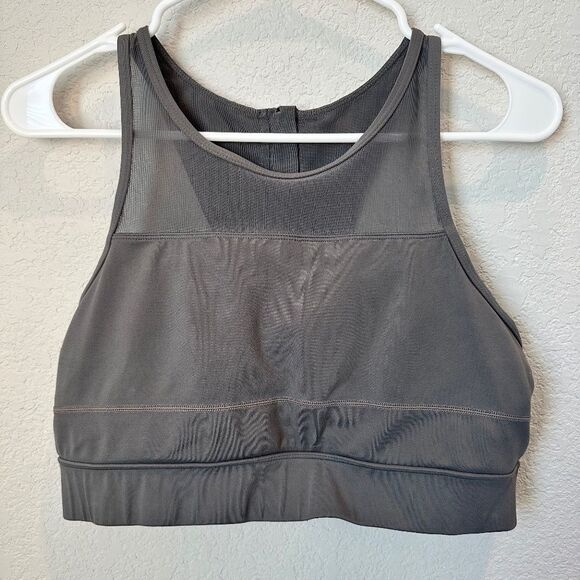 Zyia Grey Racerback Padded Mesh Detail Sports Bra - Size XL - EUC - Picture 1 of 7
